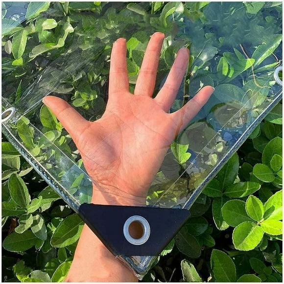 Waterproof Tarp, Clear PVC Tarpaulin with Eyelets, Insulated Tarp for Garden, Patio, Plants, Weatherproof Clear Tarp (0.5 x 2m)-