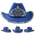 thumbnail image 4 of Farfi Women Cowboy Hat Rhinestones Inlay Crown Shiny Sequined Hat Brim Western-Themed Night Party Ladies Fancy Dress Festival Cowboy Costume Accessories (Purple), 4 of 13
