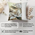 thumbnail image 2 of Ethan Taylor Floral Throw Pillow Soft Cushion Cover 'White Magnolias Flowers Magnolia' Modern Pattern Decorative Square Accent Pillow Case, 18x18 Inches, White, Gold, 2 of 5