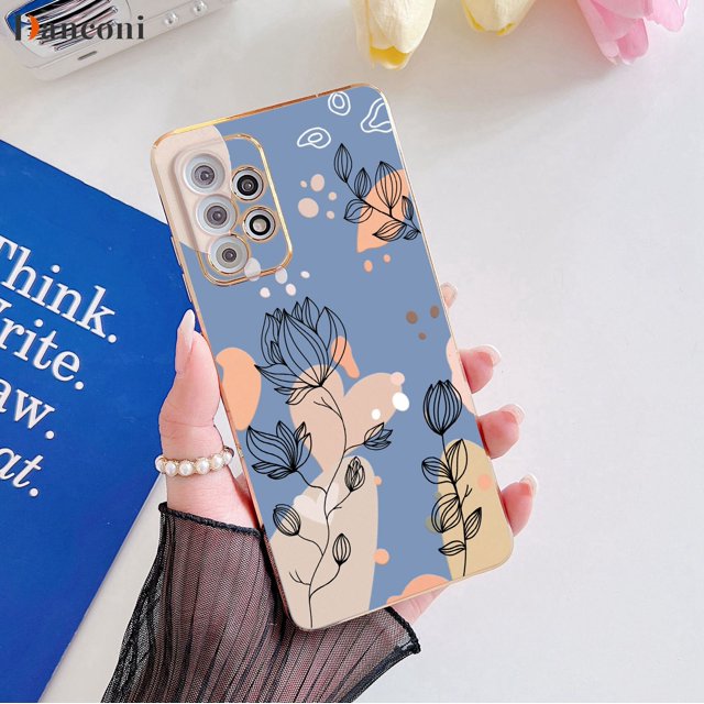 Funda de teléfono de silicona galvanizada cuadrada de mariposa para Samsung Galaxy A53, A52, A52S, A73, A33, A72, A32, 4G, 5G, A51, A71, A12, A22 Fivean unisex