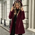 thumbnail image 6 of Fengqque Women's Hooded Double Breasted Trench Coat Notch Lapel Mid Length Winter Coat for Women Long Sleeve Casual Fall Outerwear with Side Hand Pockets Multi Colors, 6 of 7
