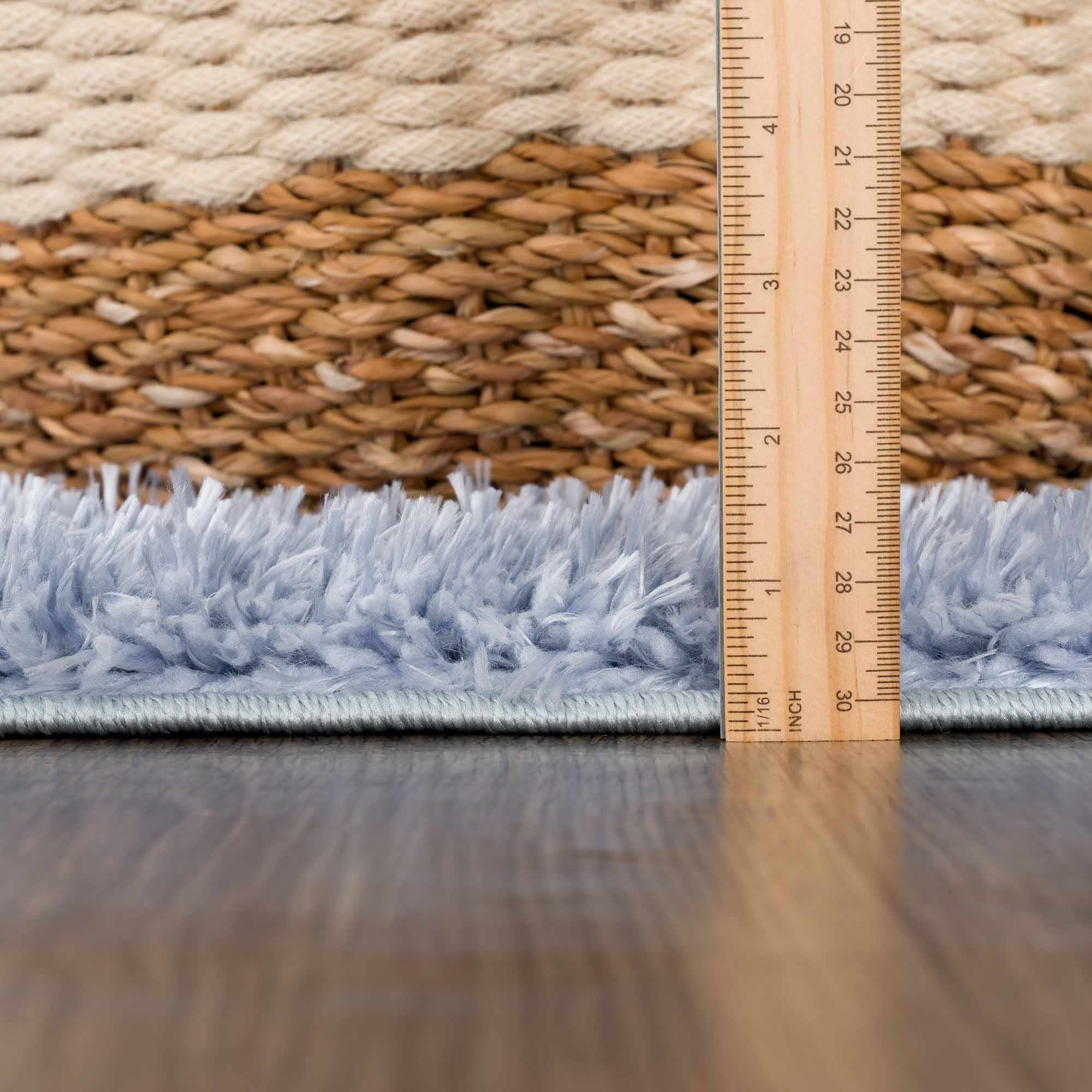 Hauteloom Faina Living Room, Bedroom Machine Washable Area Rug - Farmhouse - Plush Pile - Aqua - 8'10" x 12'