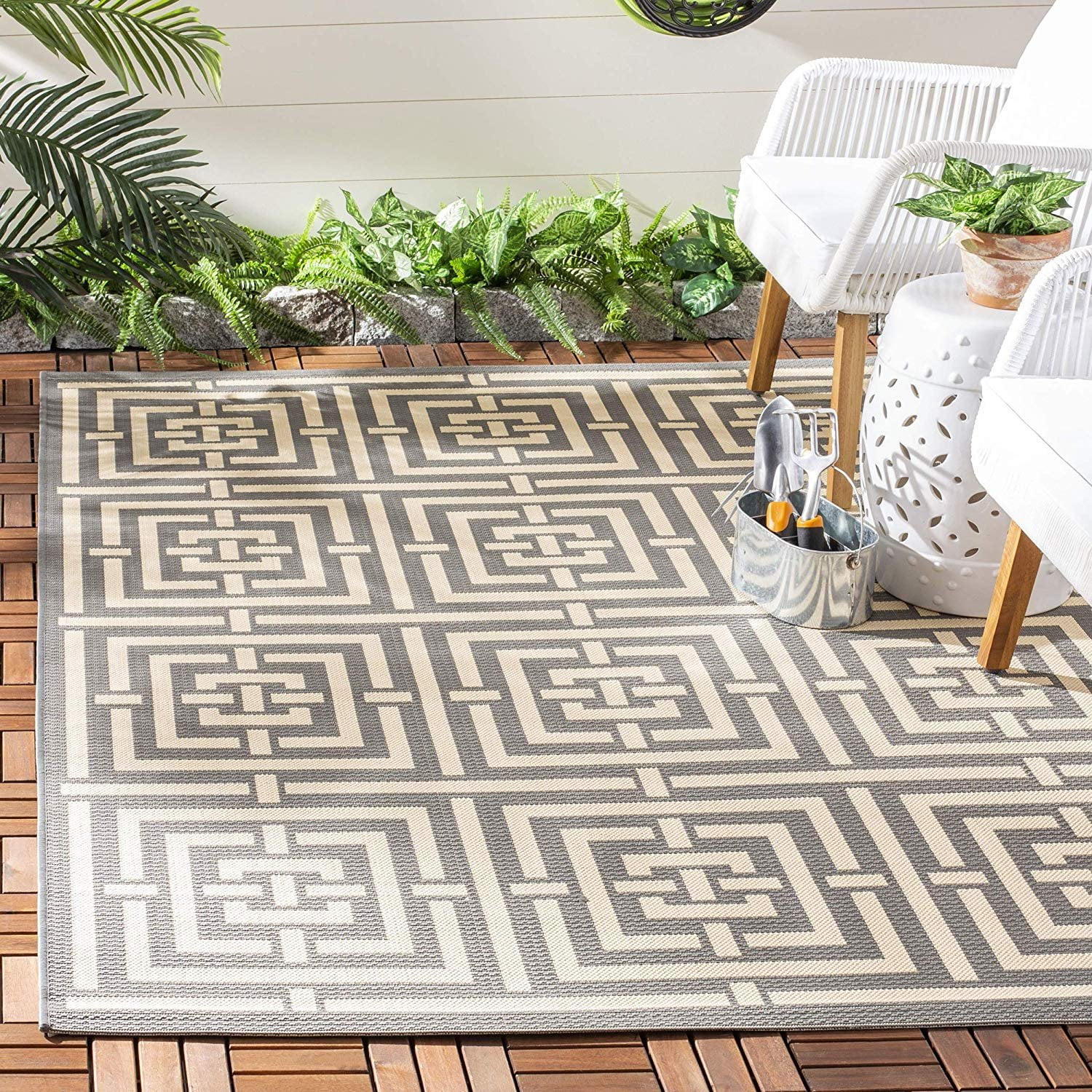 Safavieh Courtyard Collection Indoor/Outdoor Area Rug, 9' x 12', Grey