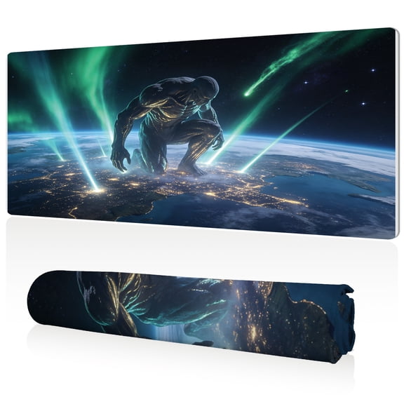 LIVEKEY Cosmic Guardian Mouse Pad 80x40x0.3cm Extra Large Full Desk Coverage Non Slip Surface Durable Easy Clean Stitched Edges for Gaming and Office Use
