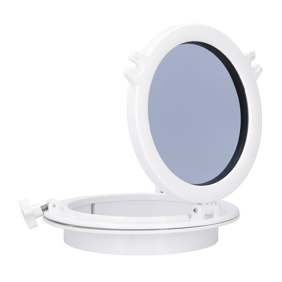 Boat Portlight, 10In Round White Rugged And Durable Tempered Glass Porthole Stainless Steel Accessories For Boat Yacht Rv For Marine