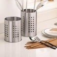 thumbnail image 5 of Stainless Steel Kitchen Utensil Holder Flatware Cylinder Silverware Draining Organizer Drying Rack with Round Drain Holes for Forks, Knives, Spoons, Chopsticks, Large, 5 of 6