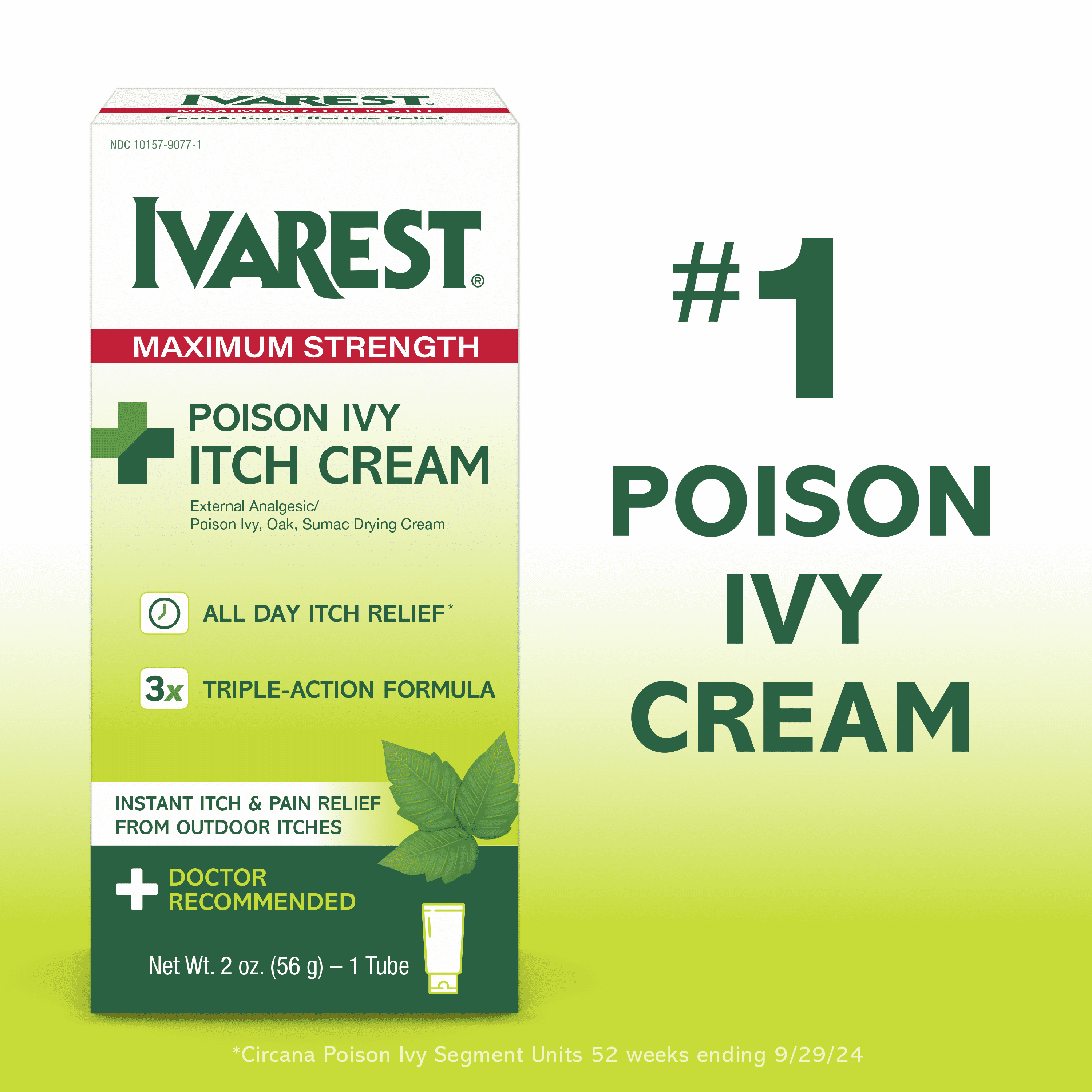 Ivarest Poison Ivy Medicated Cream, Max Strength Relief, Fast-Acting, Anti-Itch, 2oz Unscented