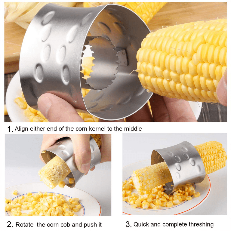 Orchip Corn Stripper Cutter, Non-Slip Grip 304 Stainless Steel COB Corn Peeler Corn Kernel Cutter, Professional Corn Thresher Slicer Corn Stripping Tool for