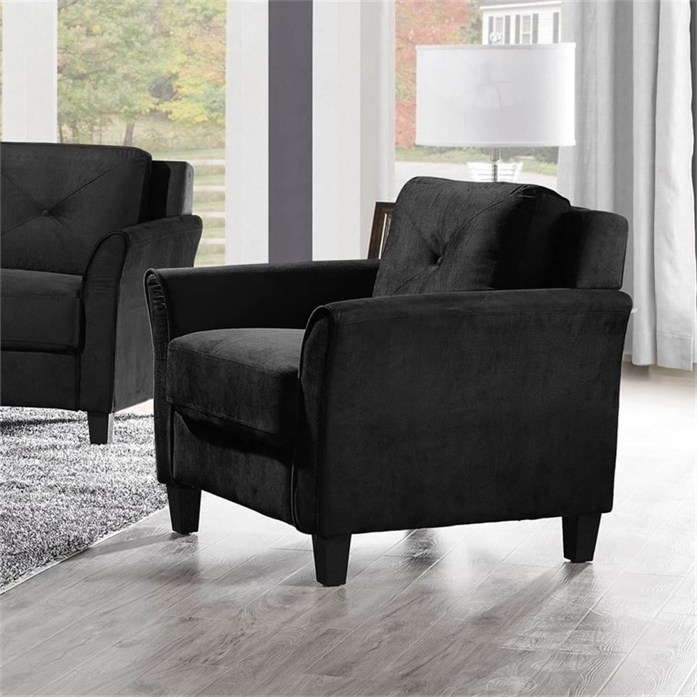 Home Square 3-Piece Set with Microfiber Chair & Loveseat & Sofa in Black