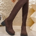 thumbnail image 5 of Willtoo Boots for Women Round Toe Knee High Boots, Faux Suede Back Drawstring Comfortable Tall Boots, Chunky Block Heel Platform Casual Dress Boots, 5 of 6