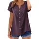 thumbnail image 2 of Craaazy Women's Relaxed Fit V Neck Blouse, Solid Color Short Sleeve Lace Trim Top, Loose Comfy Summer Tee for Work & Weekend Gifts, 2 of 9