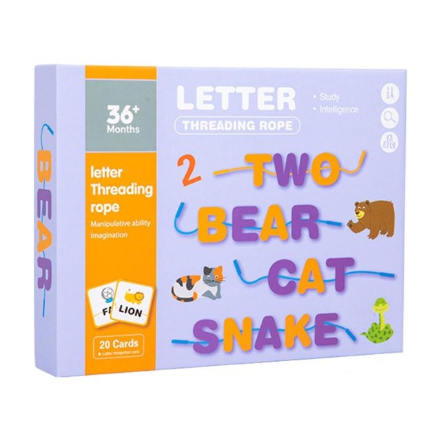 Hearth & Gear Wooden Shoeing Letters Alphabet Lace Up Toy Wooden Alphabet For Threading Letters Wooden Letter Recognition For Preschool English Words Bathtub Letters for Kids Preschool Learning