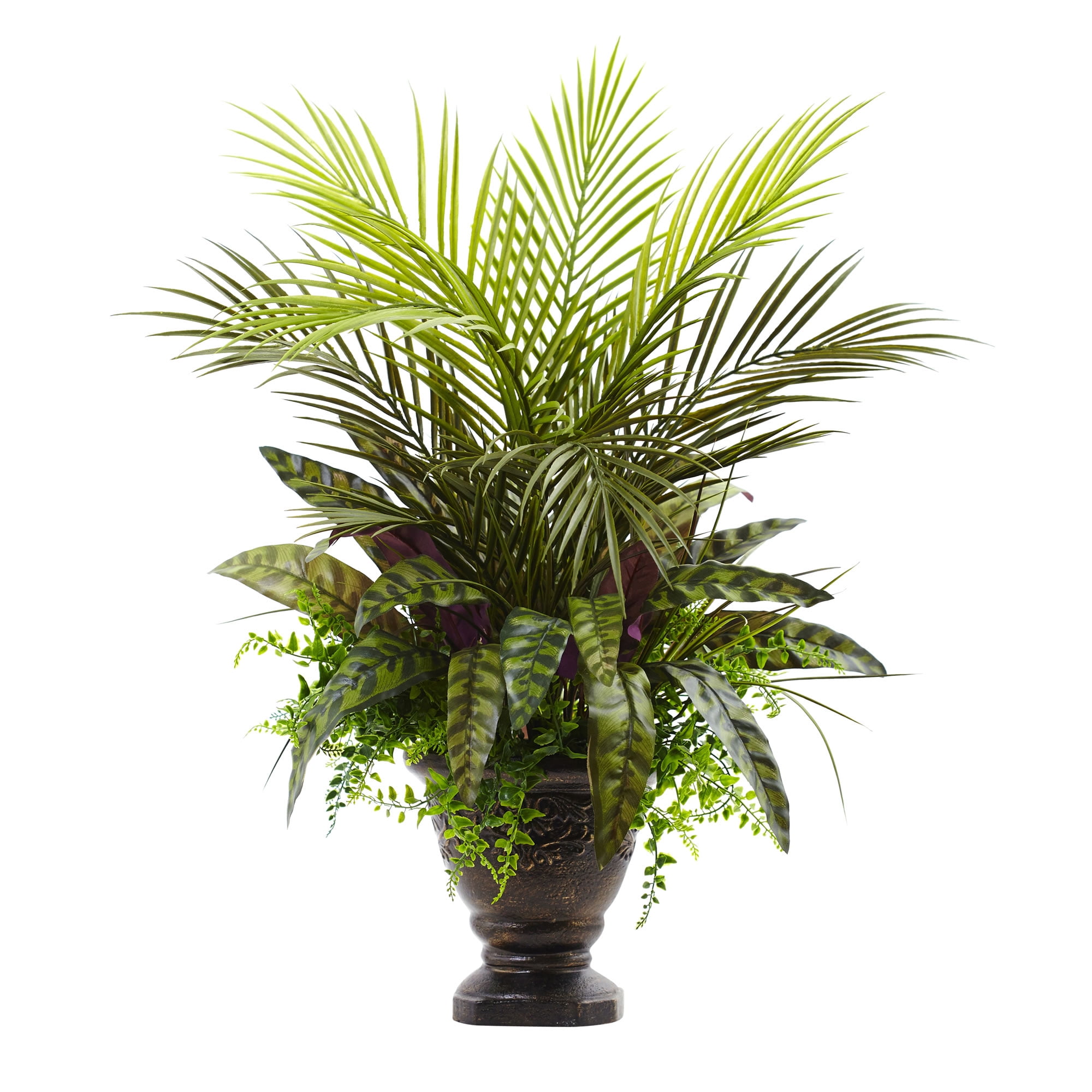 Nearly Natural 27in. Artificial Mixed Areca Palm, Fern & Peacock Plant