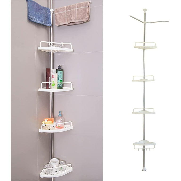 4 Shelves Bathroom Shower Storage Shelf Corner Shower Caddy White