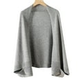 thumbnail image 2 of Womens Knitted Shawl Scarf Solid Cardigan Jacket Elegant Batwing Sleeve Warm Light Gray Free, 2 of 3