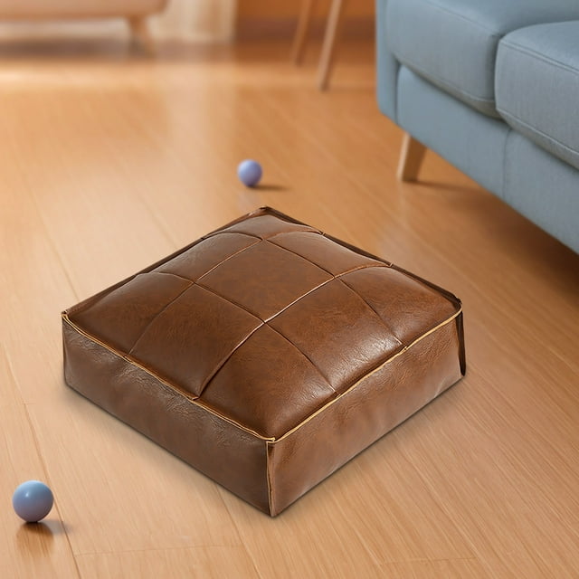 Birdeem Pouf Ottoman de Rangement en Similicuir, Housse de Repose-Pieds Non Rembourrée de 15,7 Pouces pour Usage Intérieur Extérieur, Coussin de Sol Style Marocain avec Capitonnage Diamant Fait à la Main