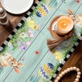 thumbnail image 3 of Black Plaid Easter Table Runner - 48 Inch Long Truck Spring Floral Bunny Wooden Cotton and Linen Blended Dress Scarves Farmhouse Table Runner for Kitchen Dining, Coffee Table, 13" x 48", 3 of 8