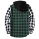 thumbnail image 2 of Blusa de manga larga con capucha para hombre, estilo informal, a cuadros, con botones y capucha, de poliéster, 2 of 5
