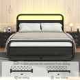 thumbnail image 4 of 4 EVER WINNER Full Size LED Bed Frame, Black Metal Platform Bed Frame with LED Headboard, Rustic Wood Headboard, No Box Spring Needed, Black, 4 of 7