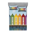 thumbnail image 2 of Landscape Bedding Set with Sheet & Covers, Image of Colorful Beach Cabins on an Old Wooden Pier by Sea Summer Beach House, Printed Bedroom Decor 2 Shams, 4 Sizes, Multicolor, by Ambesonne, 2 of 3