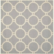 SAFAVIEH Cambridge Joss Geometric Wool Area Rug, Silver/Ivory, 8' x 8' Square