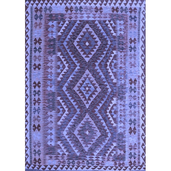 Ahgly Company Machine Washable Indoor Rectangle Oriental Blue Traditional Area Rugs, 4' x 6'