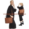 thumbnail image 2 of Bolso LOVEVOOK grande vintage de piel sintética marrón para mujer, 2 of 8