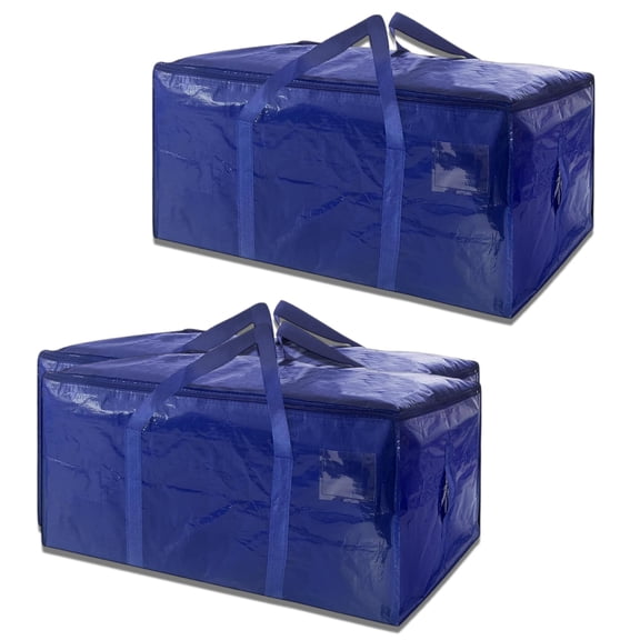 Moving Bags,Heavy-Duty Moving Bags with Zippers&Carrying Handles, Sturdy & Durable Clothes Storage Bags,Totes, Bins, Fold Flat, Blue Packing Moving Boxes, Closet Organizers and Storage.(2 Pack)