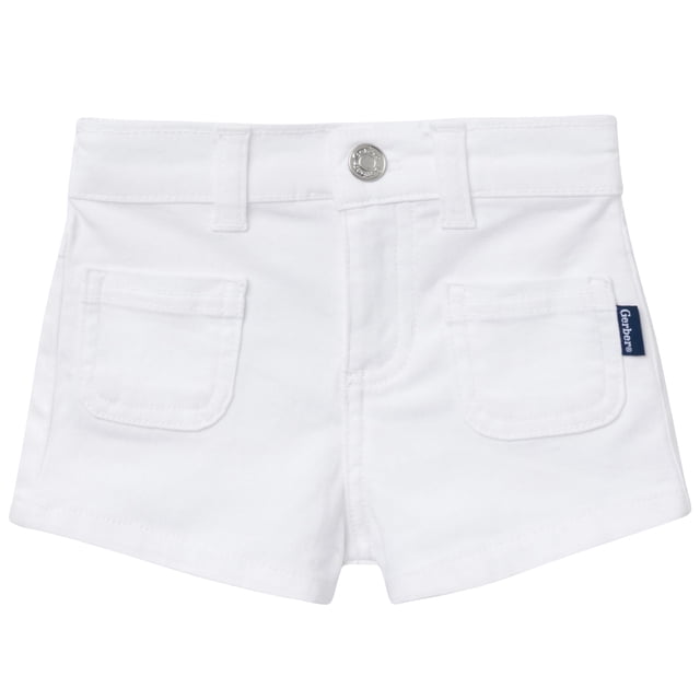 Gerber Pantalones Cortos De Sarga Para Bebé Niña, Color Blanco, 18 Meses