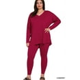 thumbnail image 3 of Zenana Women's Soft Brushed Fabric V-Neck Long Sleeve Top & Leggings - 2 Pieces Set, 3 of 6