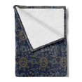 thumbnail image 2 of Sun Soft Flannel Fleece Throw Blanket, Doodle Style Star Motif with Stripes and Curved Lines Vintage Hand Drawn Sky, Cozy Plush for Indoor and Outdoor Use, 50" x 60", Navy Blue Marigold, by Ambesonne, 2 of 5