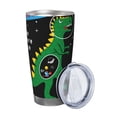 thumbnail image 2 of KLL Space Dino Cartoon Black Print 40oz Stainless Steel Insulated Car Cup with Spillproof Lid - Keep Your Drink Hot or Cold on the Go-Without Straw, 2 of 8