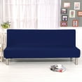 thumbnail image 4 of Armless Sofa Bed Cover Polyester Spandex Stretch Futon Slipcover Protector 3 Seater Elastic Full Folding Couch Sofa Shield (Blue), 4 of 7