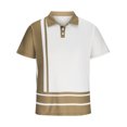 thumbnail image 4 of Miluxas Polo Shirts for Men Men Casual Solid Turndown Pullover Button Short Sleeve Blouse Tops Khaki 8(L), 4 of 6