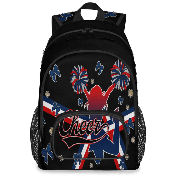 Herdesigns Cheerleader Laptop Backpack for Women Men, 18.3 Inch Cheer Red Blue Large Computer Backpacks Fashion Teacher Nurse Bag Casual Daypack for Work Travel
