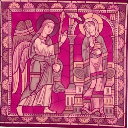 Century Stained Glass - Annunciation stained glass window France Chartres Chartres Cathedral 12th Century Poster Print