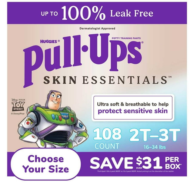 Huggies Pull-Ups, Skin Essentials Training Pants for Boys, Sizes 2T - 5T