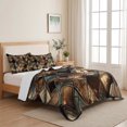 thumbnail image 5 of Queen Quilt Set 90''x96'', Brown Teal Geometric Lightweight Bedspread Coverlet Set with 2 Pillow Shams, Retro Modern Plaid Abstract Art Breathable All Season Quilt Bedding for Bedroom/Guest Room, 5 of 9