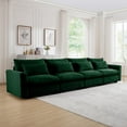 thumbnail image 4 of Oversized Cloud Couch for Living Room, 157" Comfy Corduroy Sofa with Lumbar Pillow, Modern Oversized 4 Seater Sofa Modular Couch with Wide Armrest for Living Room, Apartment, Office, Green, 4 of 8