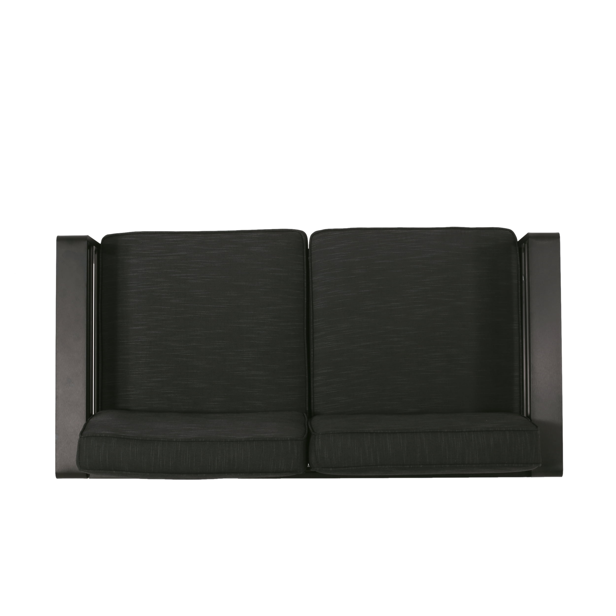 Outdoor Double Seat Sofa, Acacia Wood Frame Leisure Couch for Patio Garden, Teak and Beige