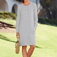 thumbnail image 6 of GZWYHT Dresses for Women 2025,Plus Size Dresses Button Shirt Dress Crewneck Long Sleeve Casual Loose Dresses With Two Pockets Midi Dresses,Long Sleeve Dress,Gray 1 Dress,Linen Dresses 4XL, 6 of 6