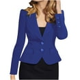 thumbnail image 2 of Htigea 2025 Fall Savingss Business Blazers Jackets for Women Long Sleeve Button Coat Trendy Solid Color Slim Blazer Jacket Fall Winter Casual Office Lapel Outwear Blouse, 2 of 5