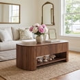thumbnail image 2 of 47" Oval Lift Top Coffee Table With Storage Shelf Hidden Compartment Mid Century Modern Center Table For Living Room Apartment (Rustic Brown), 2 of 12