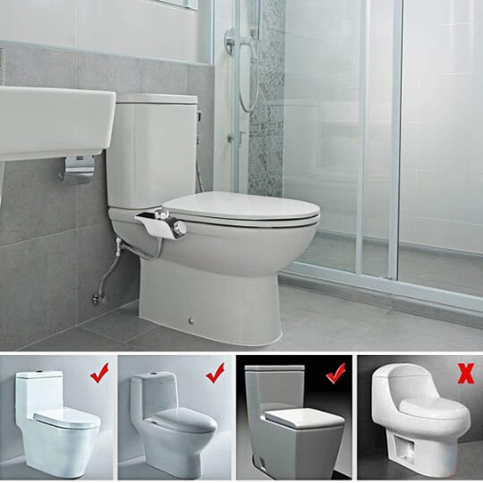 E-Greetshopping Bidet Attachment – Dual Nozzle with Hot & Cold Water, Rear and Feminine Wash, Includes Storage Hooks
