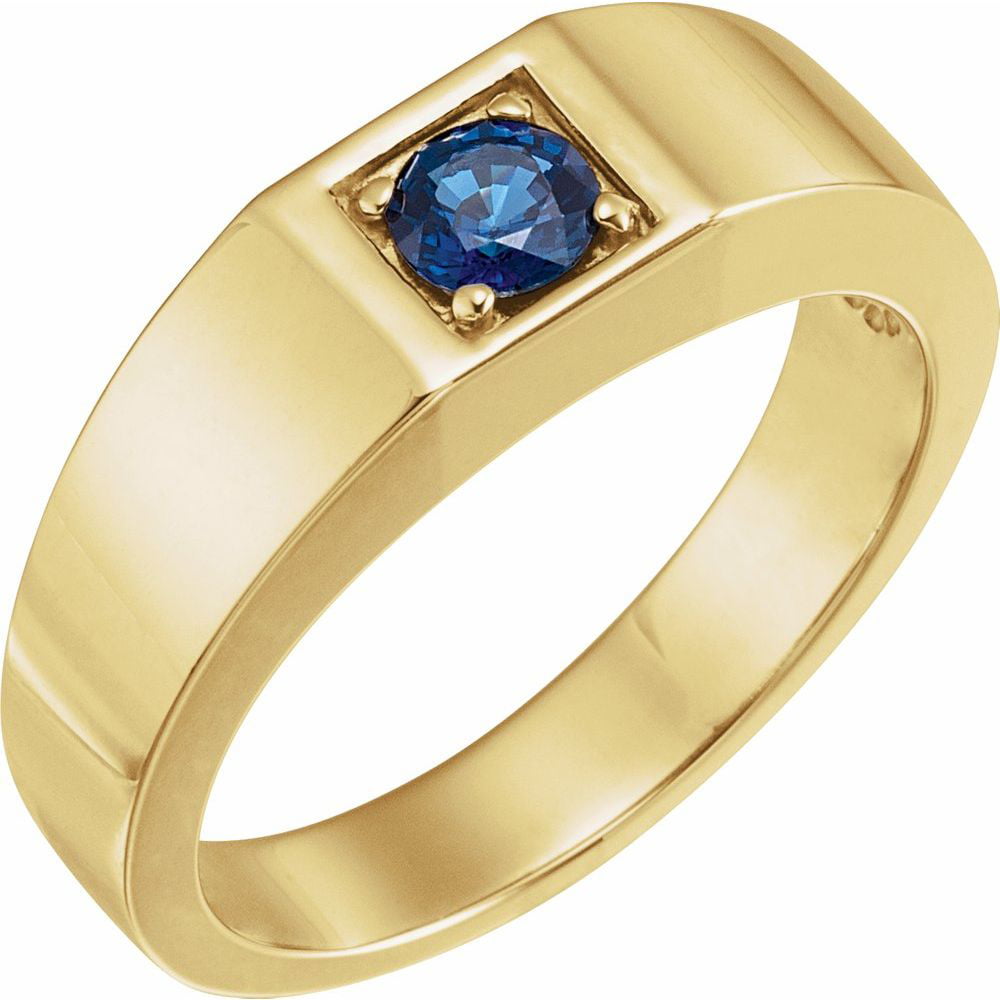 Jewelplus - 14k Yellow Gold Sapphire Solitaire Men Gents Gemstone Ring ...