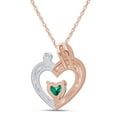 thumbnail image 4 of AFFY Mother's Day Jewelry Gift Heart Cut Simulated Emerald Two Tone Mom Pendant Necklace In 14k Rose Gold Over Sterling Silver, 4 of 7