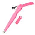 thumbnail image 1 of Portable 3 In1 Eyebrow Shaping Tool, Stainless Steel Eyebrow Trimmer, Foldable Eyebrow Clip, Eyebrow Brush, for Women's Eyebrow Combing, Rose Red, 1 of 1
