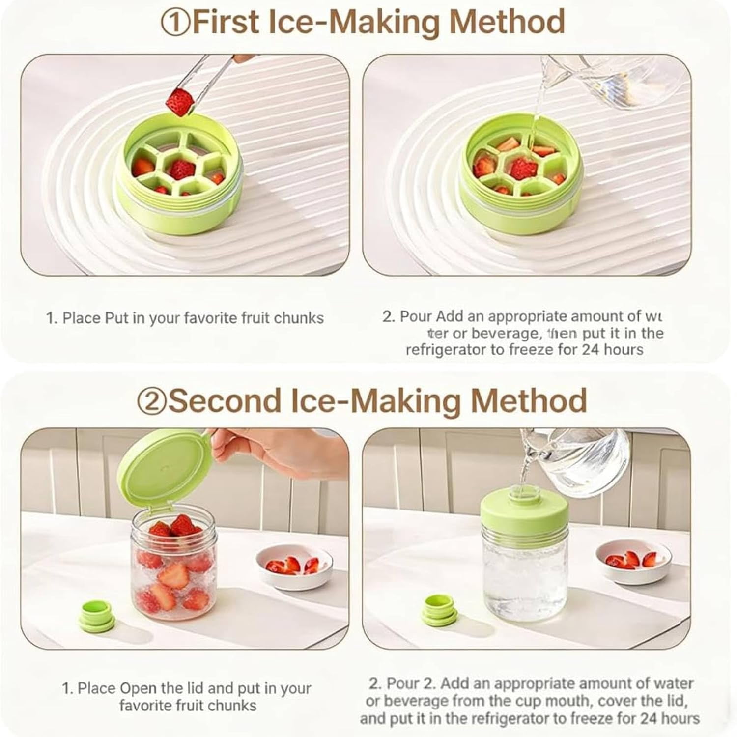 Multifunctional Transparent Water Bottle Ice Maker with ice Tray, 2026 New 2 in 1 Ice Cube Water Bottle with Handle, Portable Ices Ball Maker Iced Cup for Outdoor Travel Gym Home (3pcs)