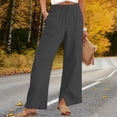 thumbnail image 2 of Pxxlle Linen Pants for Women Plus Size Wide Leg Summer Pant with Pockets Casual Drawstring Elastic Waisted Trousers for Beach Vacation Gray S, 2 of 9