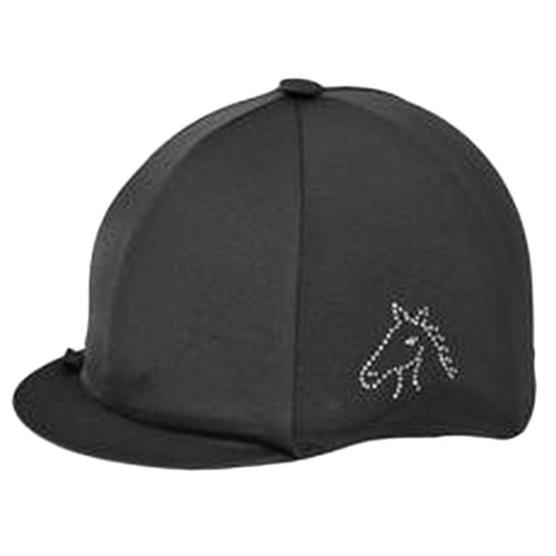 Capz Diamondz - Cubierta de lycra para casco con diseño de caballo (Negro)